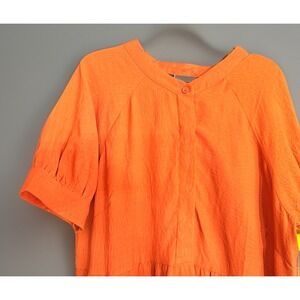 MEROKEETY Orange Maxi Dress Women's Xl CottageCore Prairie‎ Homestead Tiered